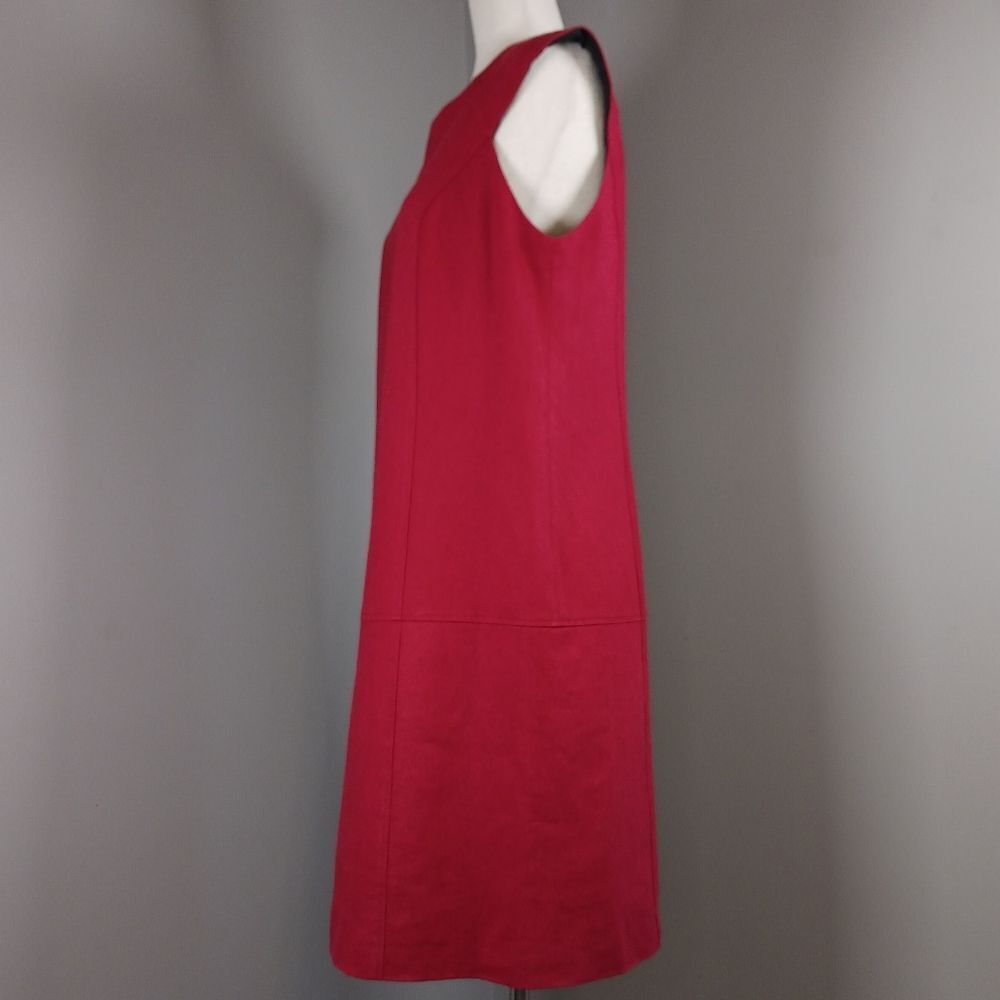 European Linen & Cotton Tailored Shift Dress Sleeveless Knee Length Red Size 10 - Picture 9 of 10